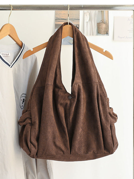 Vintage Suede Nap Pure Color Shoulder Bag
