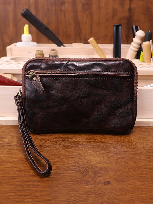 Vintage Pure Color Leather Multifunction Wallet