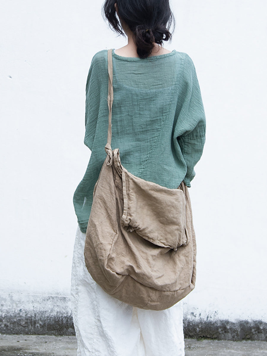 Retró Egyszínű Nagy Űrtartalmú Vászon Vászon Válltáska