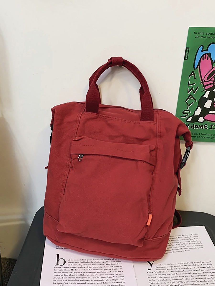 Női Casual Egyszínű Négyzet Vászon Hátizsák