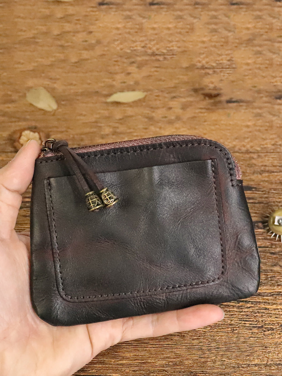 Women Casual Genuine Leather Square Coin Purse