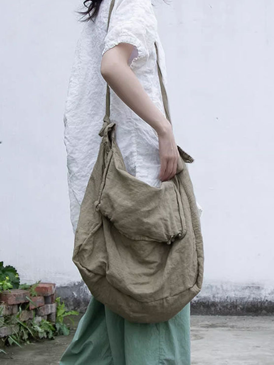 Retró Egyszínű Nagy Űrtartalmú Vászon Vászon Válltáska