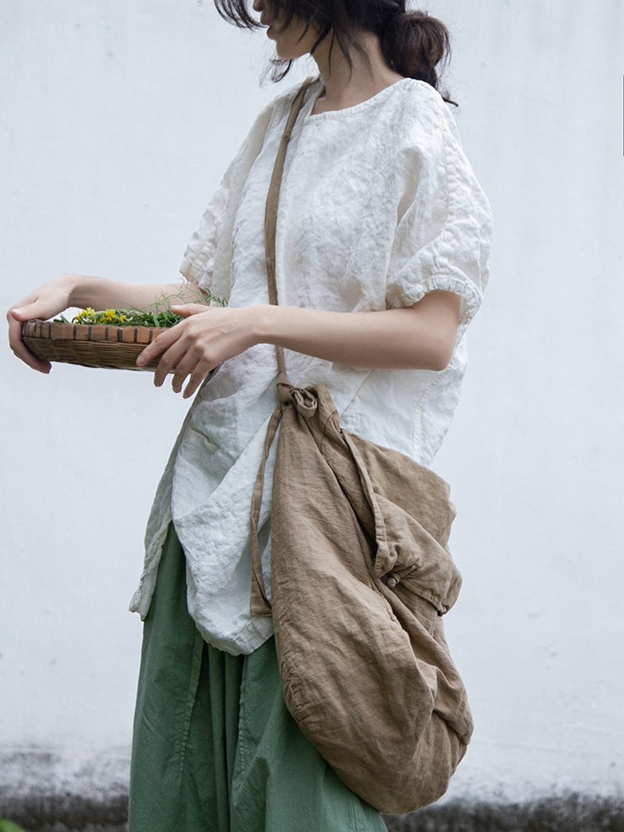 Retró Egyszínű Nagy Űrtartalmú Vászon Vászon Válltáska