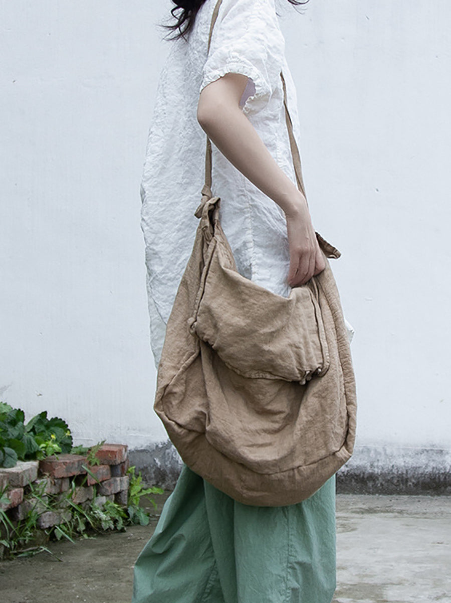 Retró Egyszínű Nagy Űrtartalmú Vászon Vászon Válltáska