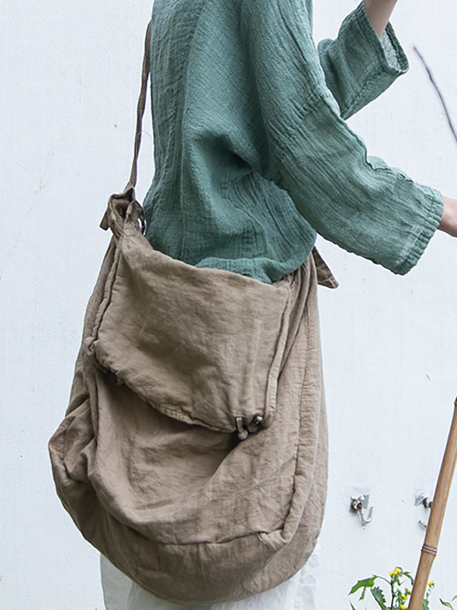 Retró Egyszínű Nagy Űrtartalmú Vászon Vászon Válltáska