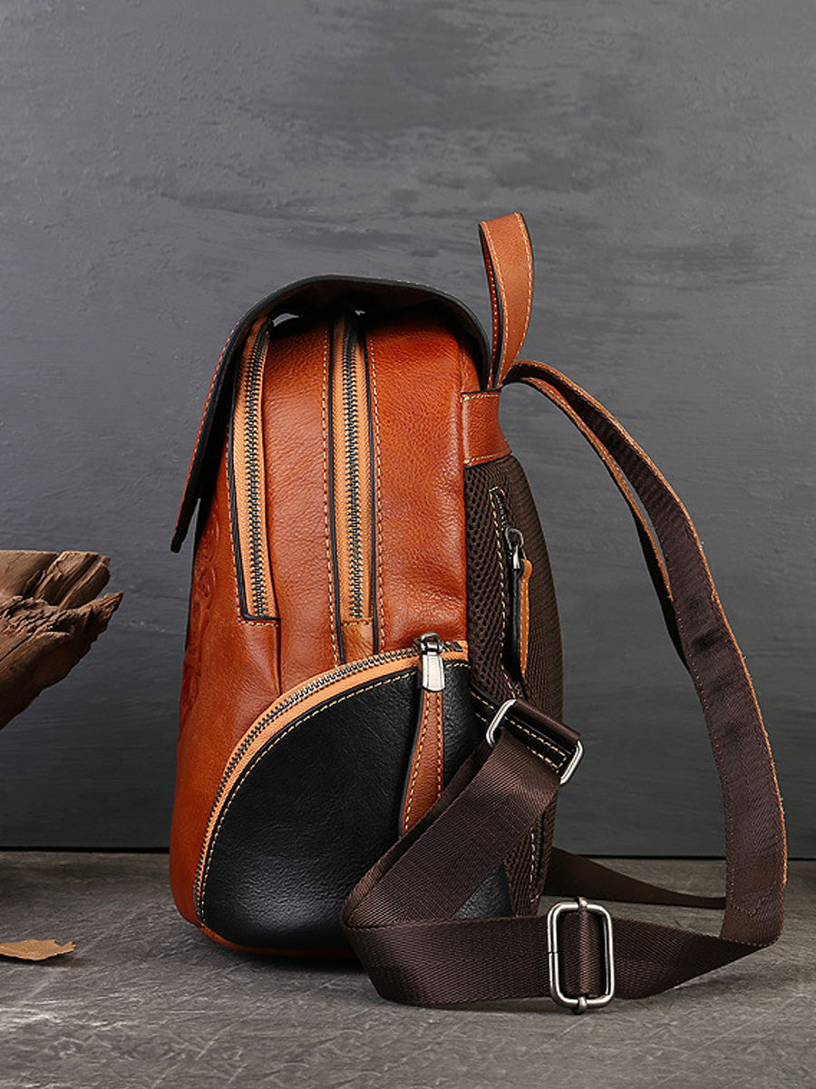 Women Retro Genuine Leather Embossment Shoulder Bag