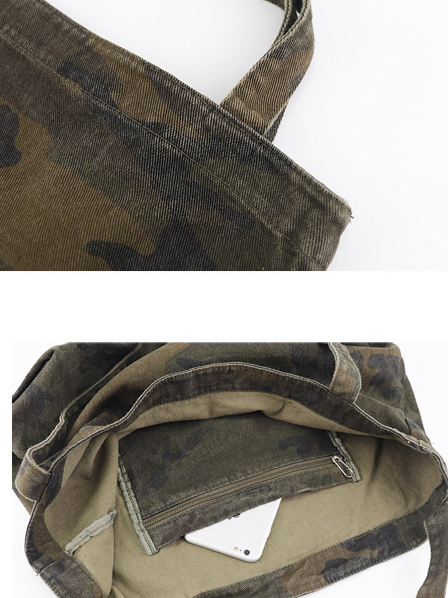 Women Vintage Camouflage Canvas Shoulder Bag
