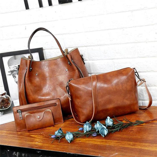 👜Női Vintage Négyrészes Nagy Kapacitású, Egyszínű Crossbody Válltáska