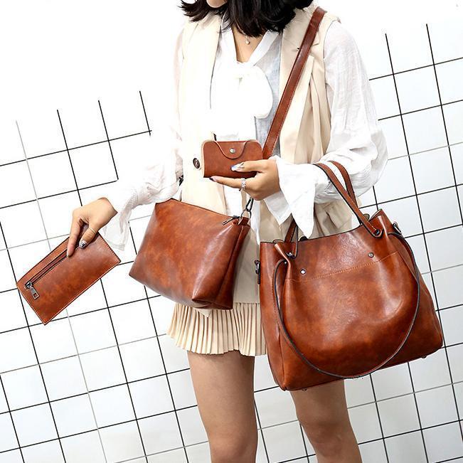 👜Női Vintage Négyrészes Nagy Kapacitású, Egyszínű Crossbody Válltáska