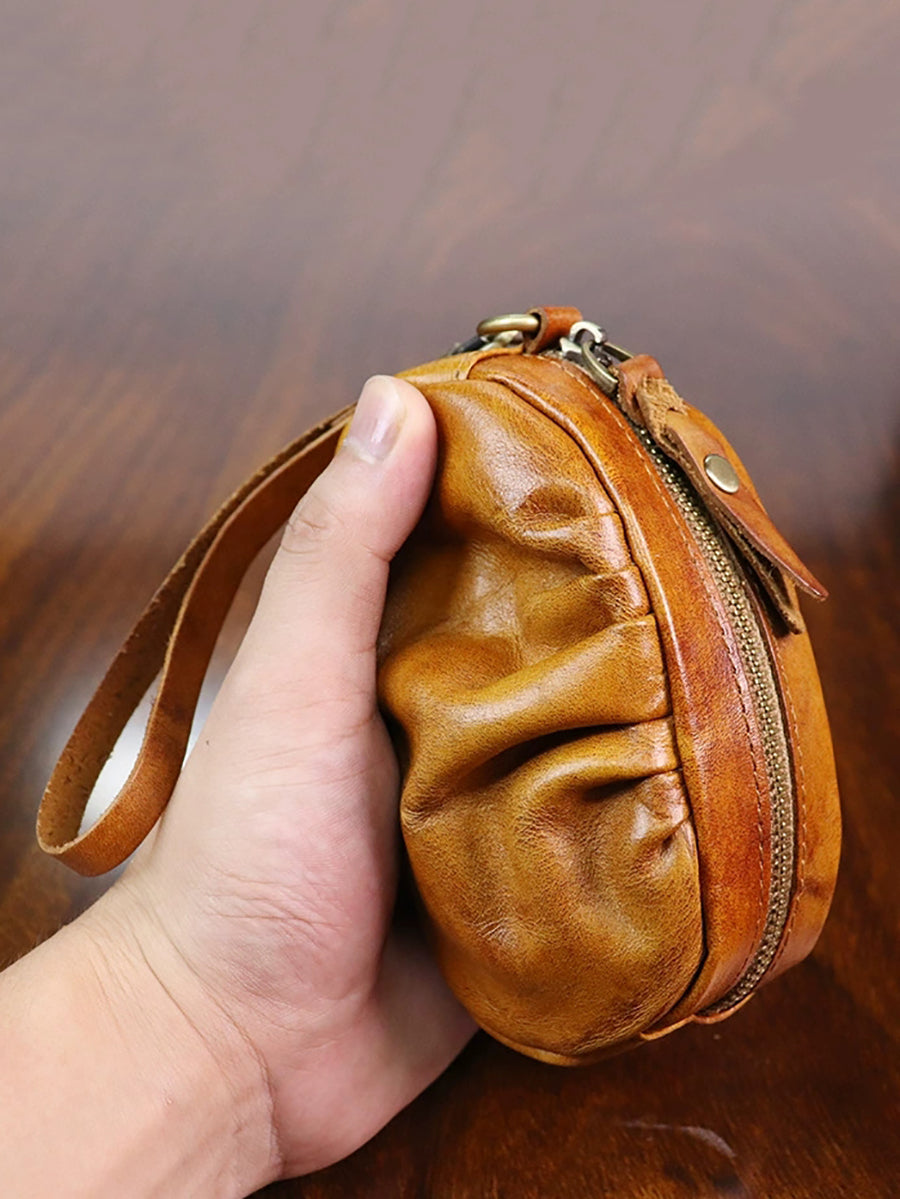 Women Vintage Genuine Leather Zipper Wallet