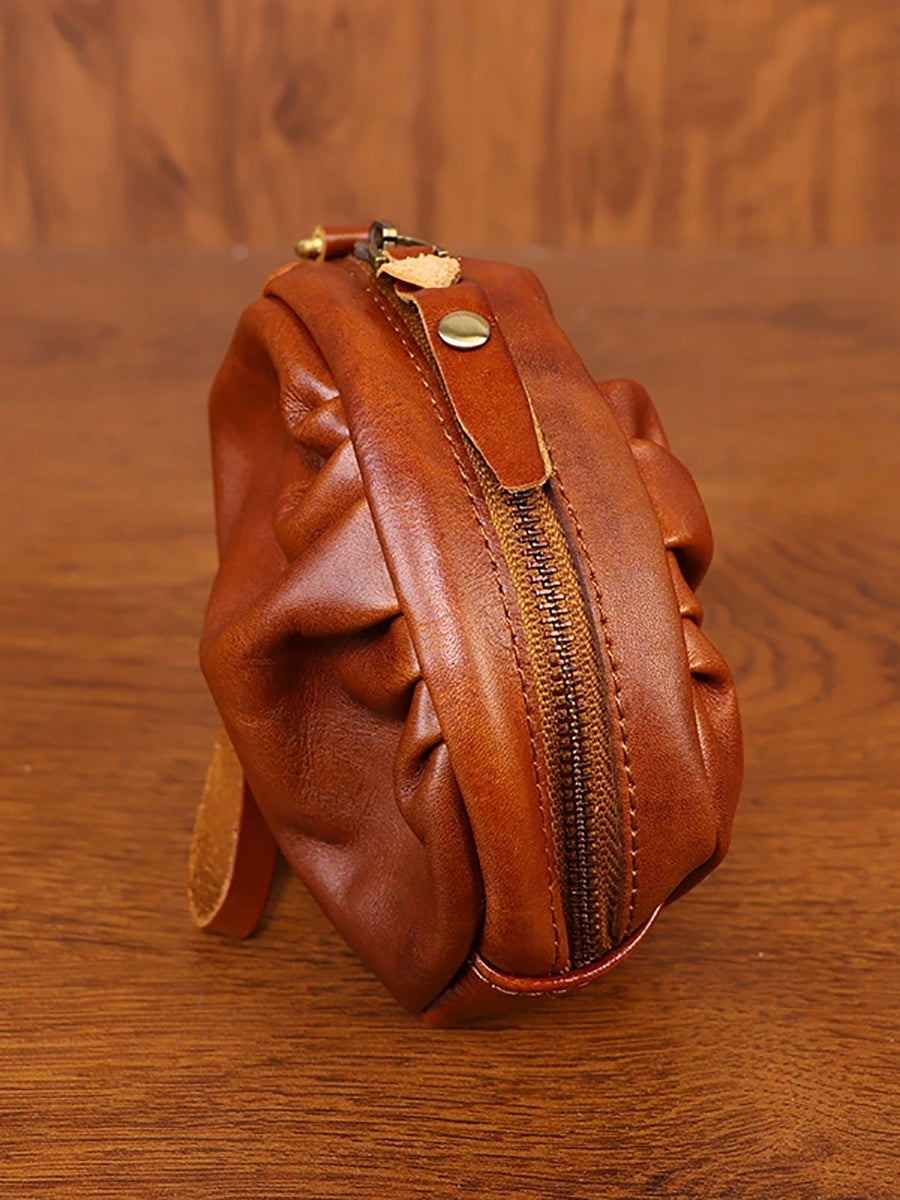 Women Vintage Genuine Leather Zipper Wallet