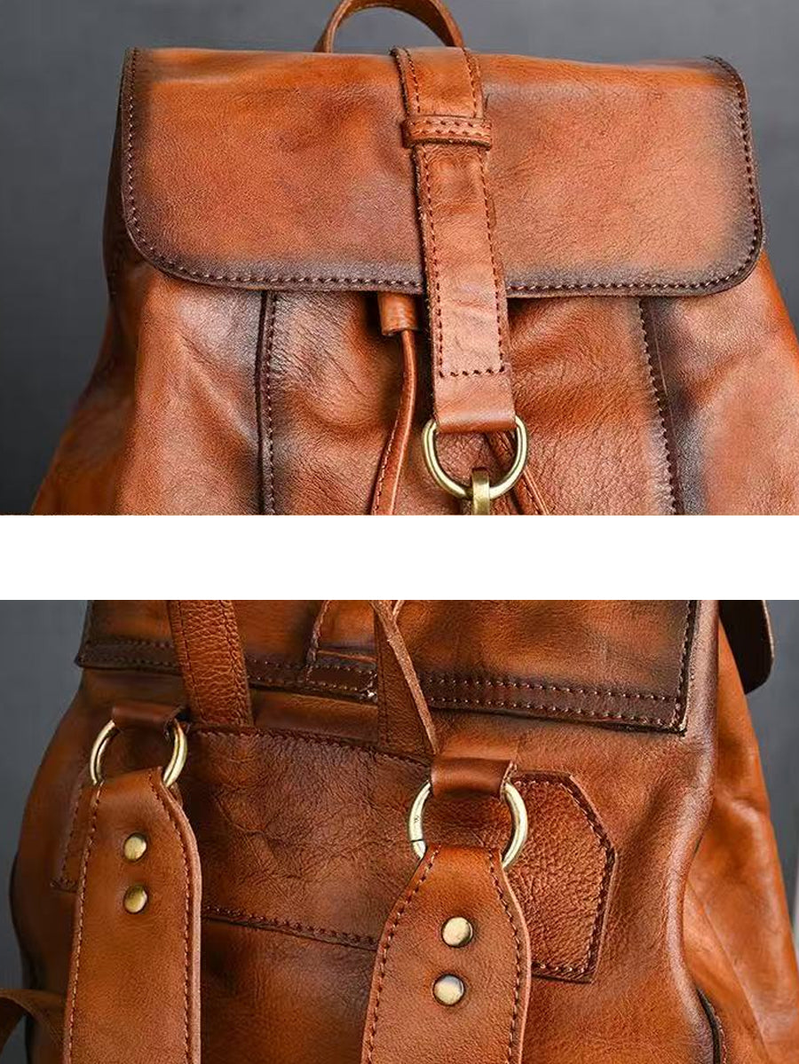 Vintage Genuine Leather Large Capacity Backpack