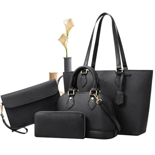 Női válltáska szett fekete, tágas bevásárlótáska, kiváló minőségű, divatos