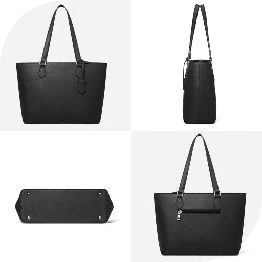 Női válltáska szett fekete, tágas bevásárlótáska, kiváló minőségű, divatos
